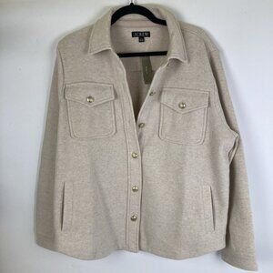 J.Crew Womens Large Wheat Wool Blend Shirt Jacket Overshirt Button Front Shacket